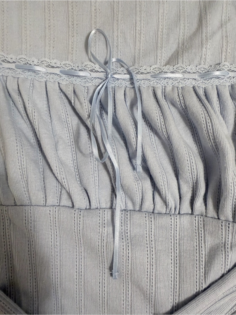 Aeropostale Light Blue Long Sleeve Ribbed Scoop Neck Top - Picture 2 of 3